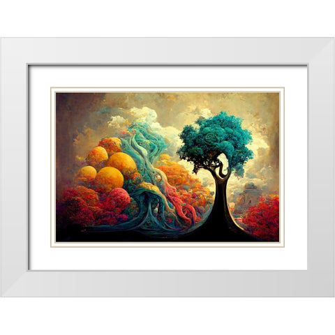 A053 Tree Of Life White Modern Wood Framed Art Print with Double Matting by Heere, Ray