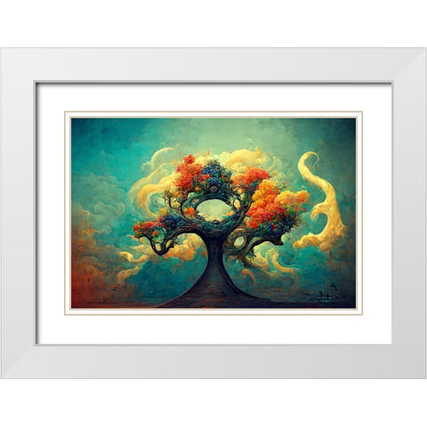 A054 Tree Of Life White Modern Wood Framed Art Print with Double Matting by Heere, Ray