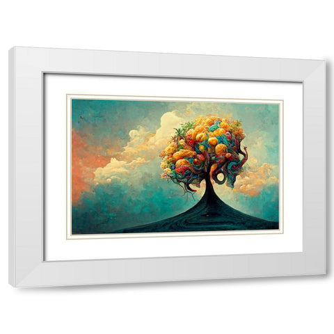 A055 Tree Of Life White Modern Wood Framed Art Print with Double Matting by Heere, Ray