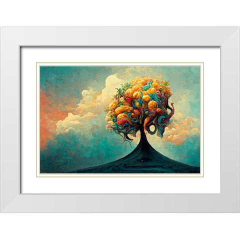 A055 Tree Of Life White Modern Wood Framed Art Print with Double Matting by Heere, Ray