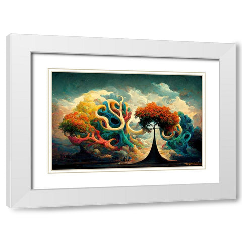 A056 Tree Of Life White Modern Wood Framed Art Print with Double Matting by Heere, Ray