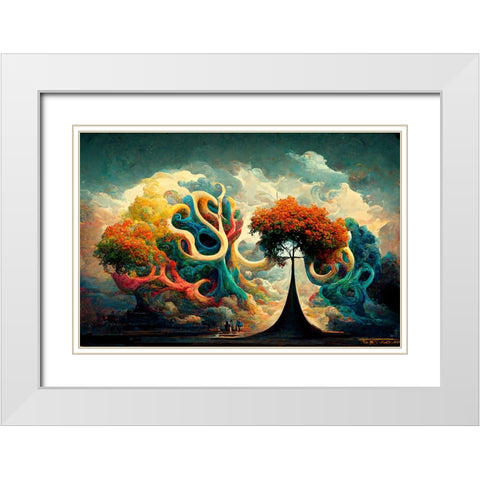 A056 Tree Of Life White Modern Wood Framed Art Print with Double Matting by Heere, Ray