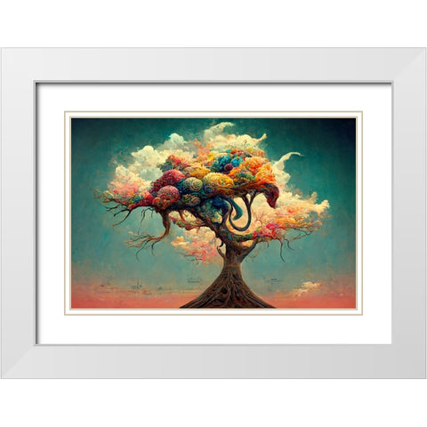 A057 Tree Of Life White Modern Wood Framed Art Print with Double Matting by Heere, Ray