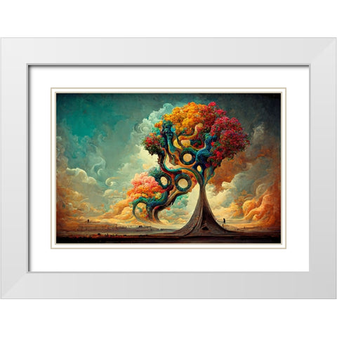 A059 Tree Of Life White Modern Wood Framed Art Print with Double Matting by Heere, Ray