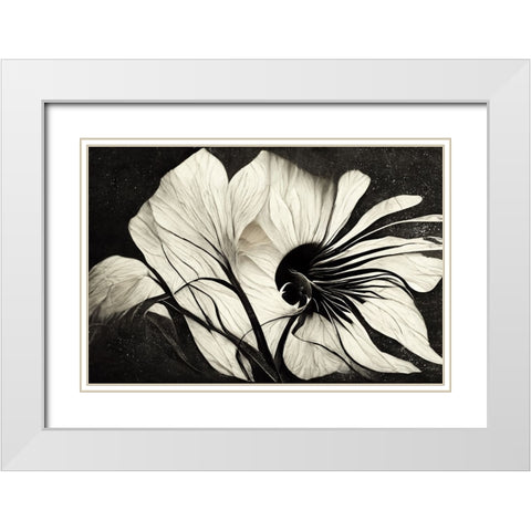 B037 Flowers Black White White Modern Wood Framed Art Print with Double Matting by Heere, Ray