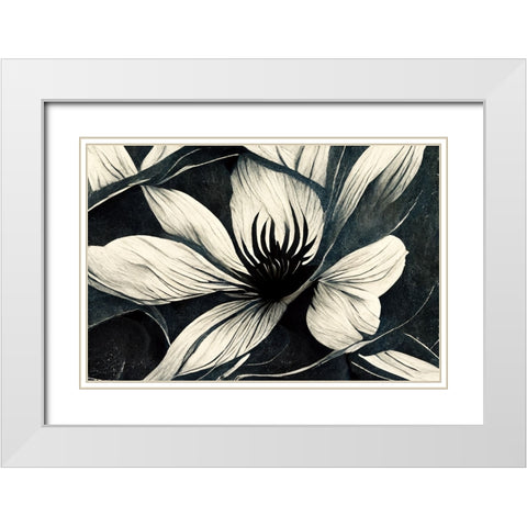 B038 Flowers Black White White Modern Wood Framed Art Print with Double Matting by Heere, Ray