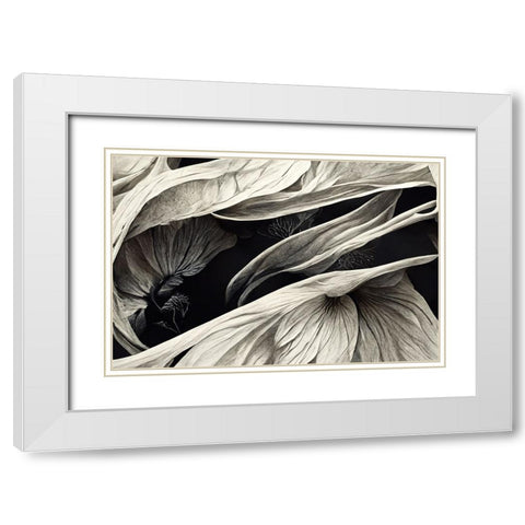 B039 Flowers Black White White Modern Wood Framed Art Print with Double Matting by Heere, Ray