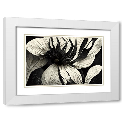 B040 Flowers Black White White Modern Wood Framed Art Print with Double Matting by Heere, Ray
