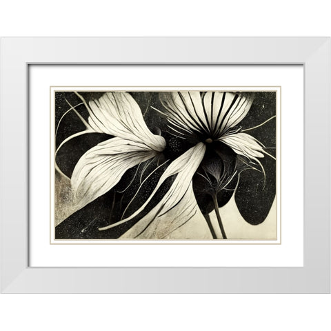 B041 Flowers Black White White Modern Wood Framed Art Print with Double Matting by Heere, Ray
