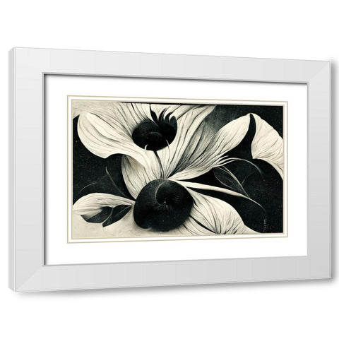 B042 Flowers Black White White Modern Wood Framed Art Print with Double Matting by Heere, Ray