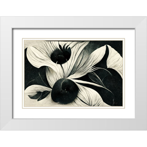 B042 Flowers Black White White Modern Wood Framed Art Print with Double Matting by Heere, Ray