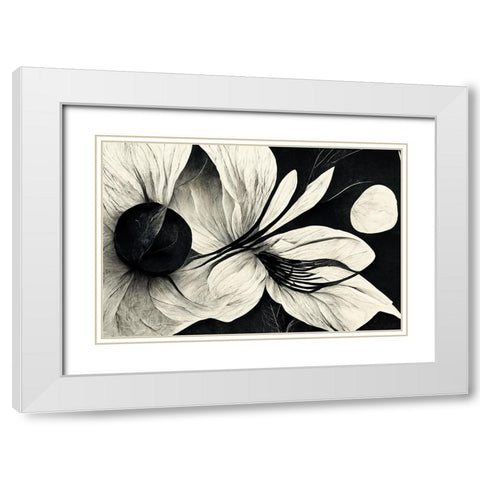B043 Flowers Black White White Modern Wood Framed Art Print with Double Matting by Heere, Ray