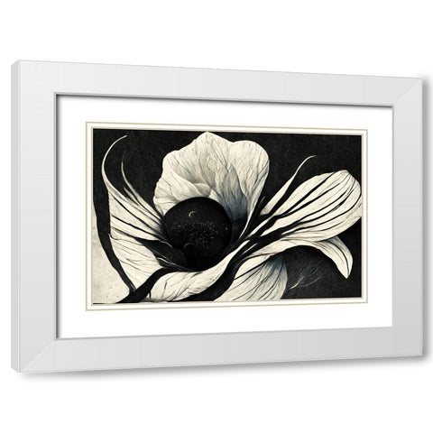 B044 Flowers Black White White Modern Wood Framed Art Print with Double Matting by Heere, Ray