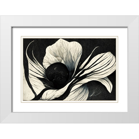 B044 Flowers Black White White Modern Wood Framed Art Print with Double Matting by Heere, Ray