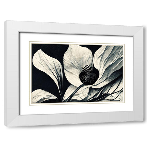 B045 Flowers Black White White Modern Wood Framed Art Print with Double Matting by Heere, Ray