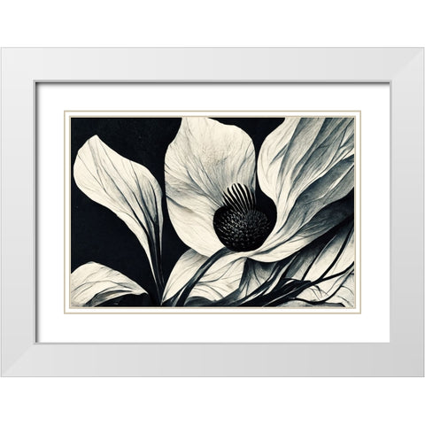 B045 Flowers Black White White Modern Wood Framed Art Print with Double Matting by Heere, Ray