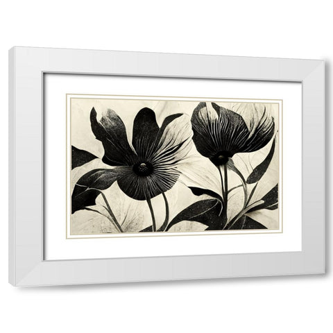 B046 Flowers Black White White Modern Wood Framed Art Print with Double Matting by Heere, Ray