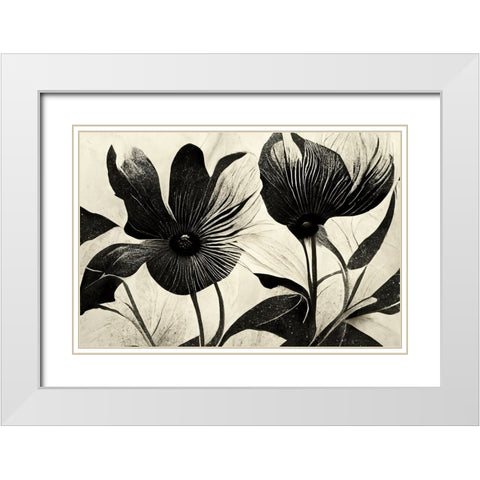 B046 Flowers Black White White Modern Wood Framed Art Print with Double Matting by Heere, Ray