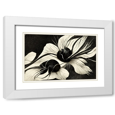 B047 Flowers Black White White Modern Wood Framed Art Print with Double Matting by Heere, Ray