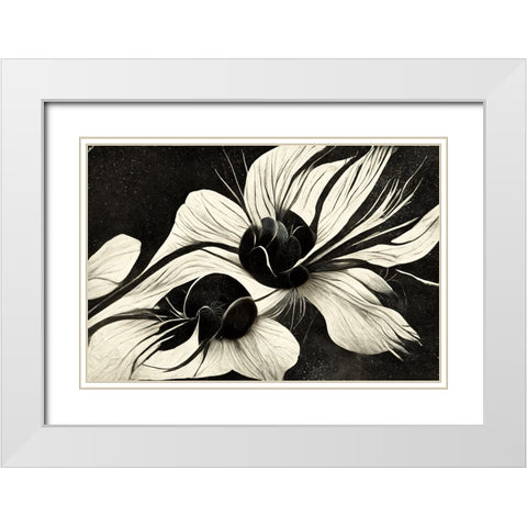 B047 Flowers Black White White Modern Wood Framed Art Print with Double Matting by Heere, Ray