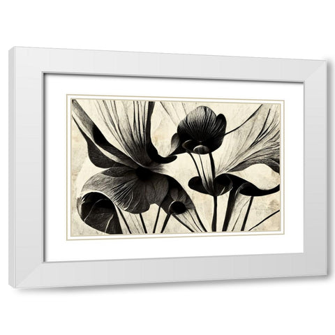 B048 Flowers Black White White Modern Wood Framed Art Print with Double Matting by Heere, Ray