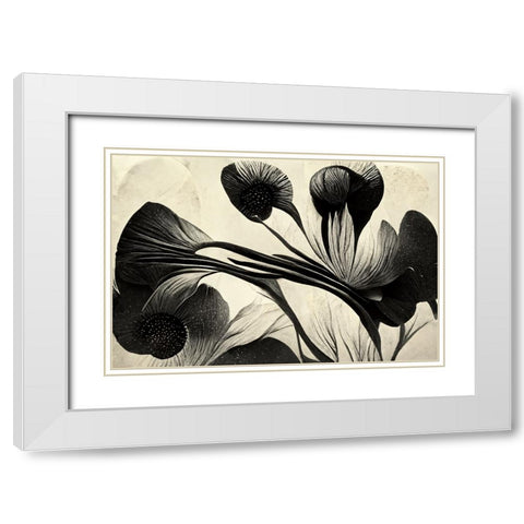 B049 Flowers Black White White Modern Wood Framed Art Print with Double Matting by Heere, Ray