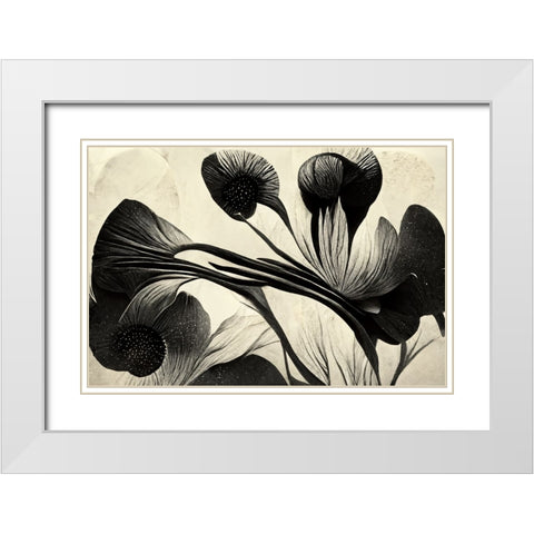 B049 Flowers Black White White Modern Wood Framed Art Print with Double Matting by Heere, Ray