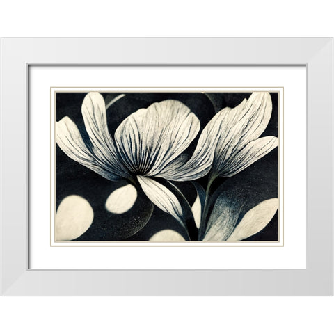 B050 Flowers Black White White Modern Wood Framed Art Print with Double Matting by Heere, Ray