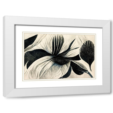 B055 Flowers Black White White Modern Wood Framed Art Print with Double Matting by Heere, Ray