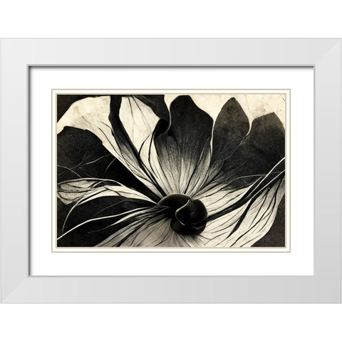 B056 Flowers Black White White Modern Wood Framed Art Print with Double Matting by Heere, Ray