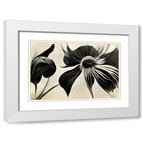 B057 Flowers Black White White Modern Wood Framed Art Print with Double Matting by Heere, Ray