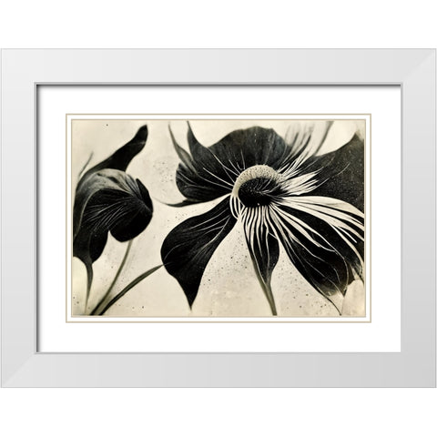 B057 Flowers Black White White Modern Wood Framed Art Print with Double Matting by Heere, Ray
