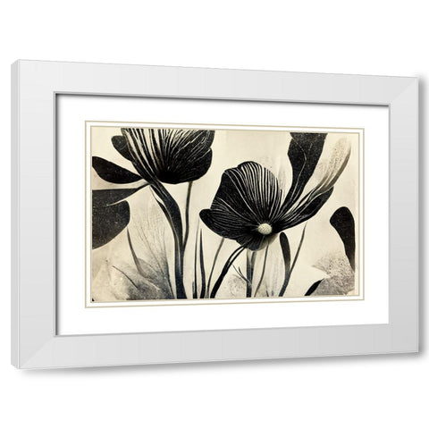 B058 Flowers Black White White Modern Wood Framed Art Print with Double Matting by Heere, Ray