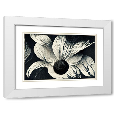 B059 Flowers Black White White Modern Wood Framed Art Print with Double Matting by Heere, Ray