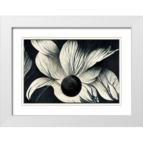 B059 Flowers Black White White Modern Wood Framed Art Print with Double Matting by Heere, Ray