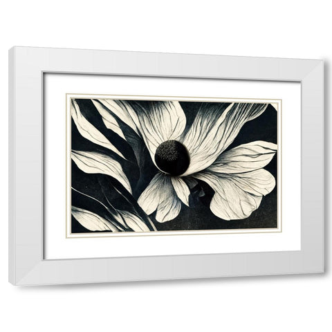 B060 Flowers Black White White Modern Wood Framed Art Print with Double Matting by Heere, Ray