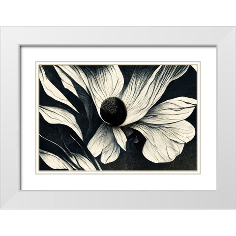 B060 Flowers Black White White Modern Wood Framed Art Print with Double Matting by Heere, Ray