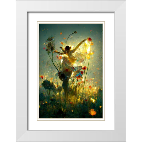G002 Flower Dance White Modern Wood Framed Art Print with Double Matting by Heere, Ray