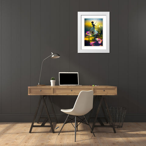 G003 Flower Dance White Modern Wood Framed Art Print with Double Matting by Heere, Ray