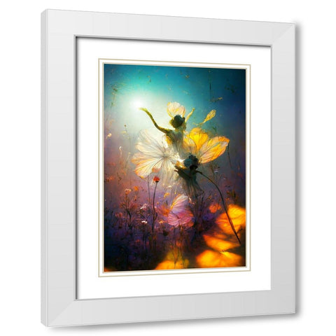 G004 Flower Dance White Modern Wood Framed Art Print with Double Matting by Heere, Ray