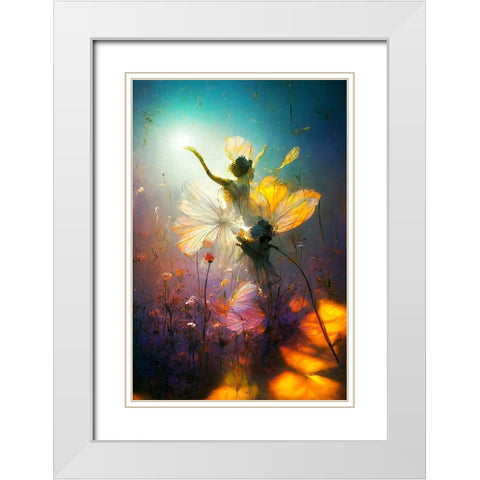 G004 Flower Dance White Modern Wood Framed Art Print with Double Matting by Heere, Ray