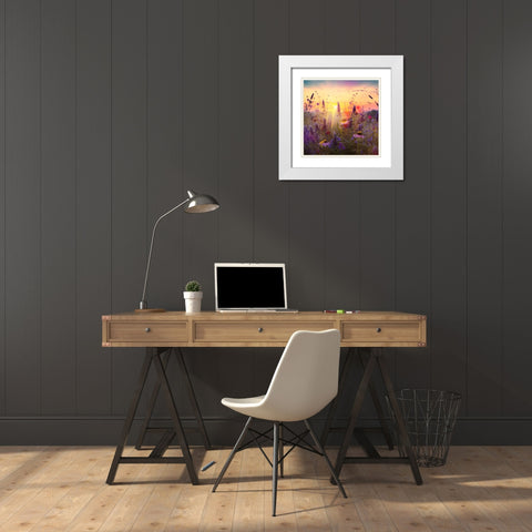 H003 Flowering Fields White Modern Wood Framed Art Print with Double Matting by Heere, Ray