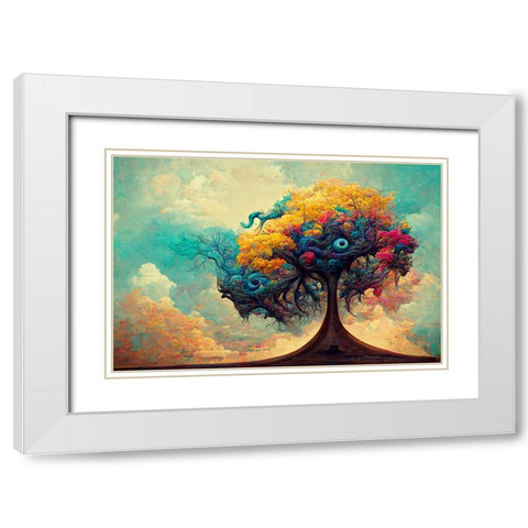 A064 Tree Of Life White Modern Wood Framed Art Print with Double Matting by Heere, Ray