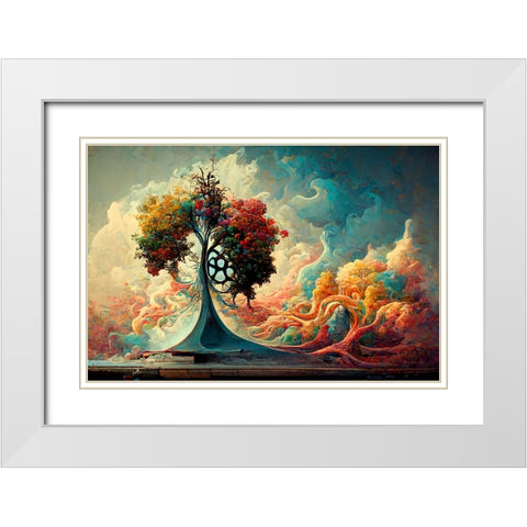 A065 Tree Of Life White Modern Wood Framed Art Print with Double Matting by Heere, Ray