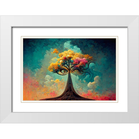 A066 Tree Of Life White Modern Wood Framed Art Print with Double Matting by Heere, Ray