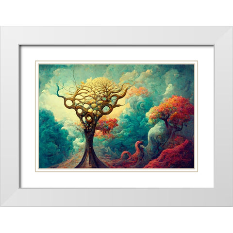 A067 Tree Of Life White Modern Wood Framed Art Print with Double Matting by Heere, Ray