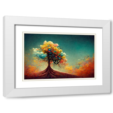 A070 Tree Of Life White Modern Wood Framed Art Print with Double Matting by Heere, Ray