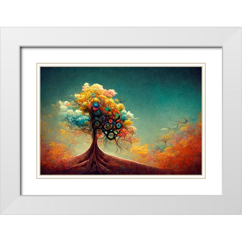 A070 Tree Of Life White Modern Wood Framed Art Print with Double Matting by Heere, Ray