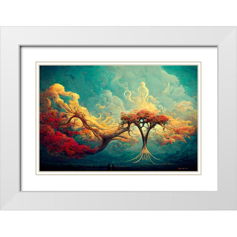 A072 Tree Of Life White Modern Wood Framed Art Print with Double Matting by Heere, Ray