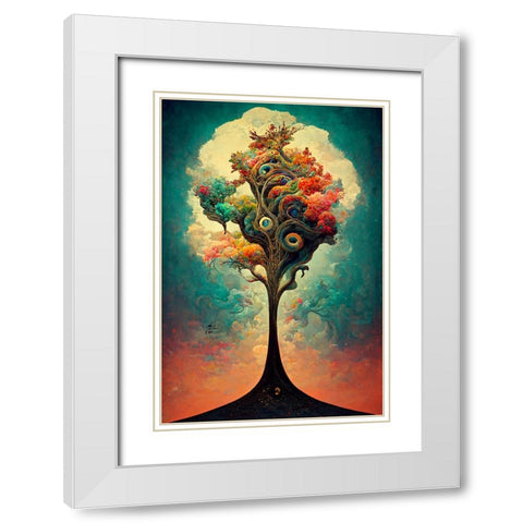 A073 Tree Of Life White Modern Wood Framed Art Print with Double Matting by Heere, Ray